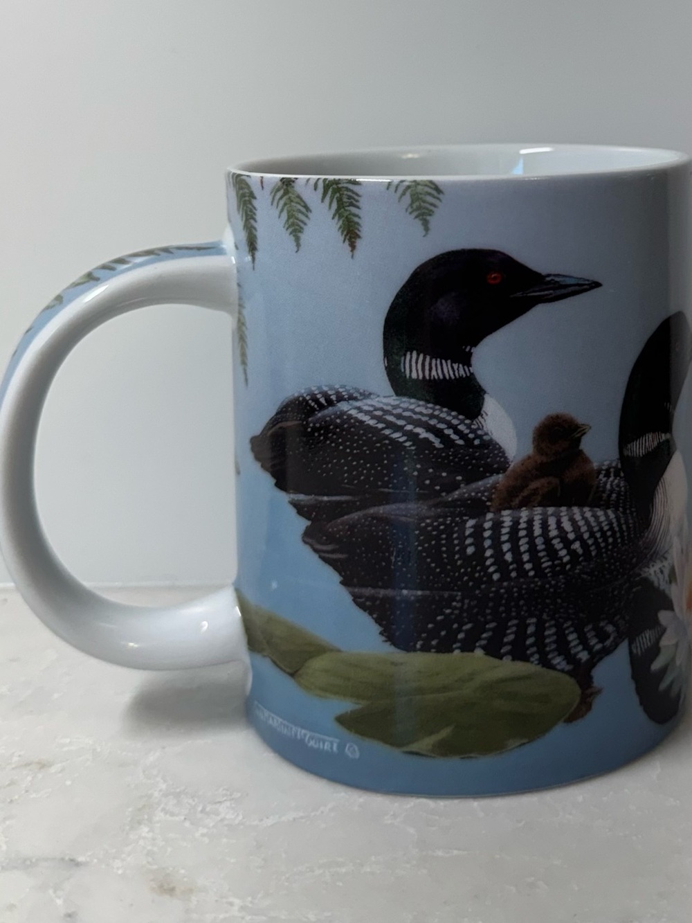 Blue Ceramic Mug with Loon Artwork